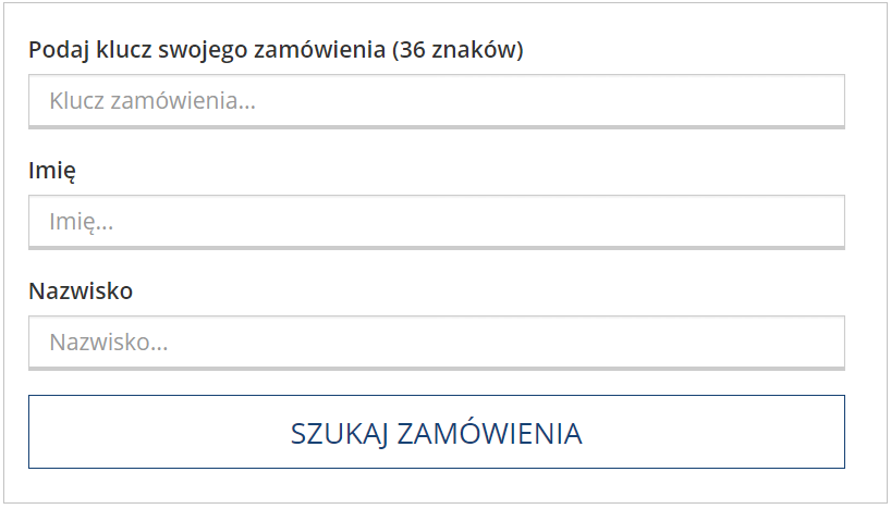 Formularz do podawania danych właściciela biletu - pobieranie biletu